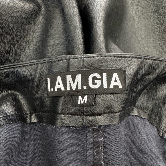 I.AM.GIA Black Pants Women's M Faux Leather Wide Leg Trousers Flare - Picture 4 of 6